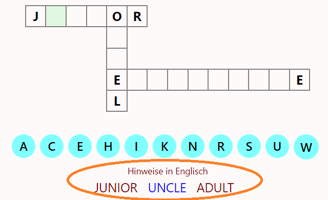 Bild eines Xanagrams-Spiels