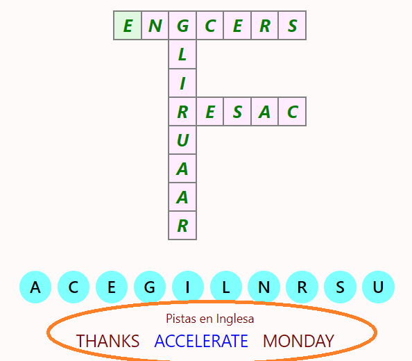 Imagen de un juego de Xanagrams