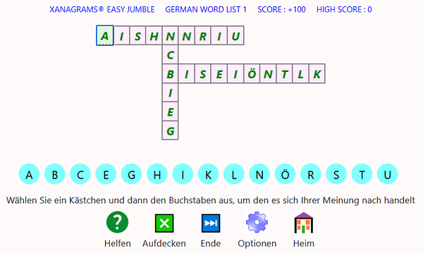 Screenshot des Xanagrams-Spielformats 4